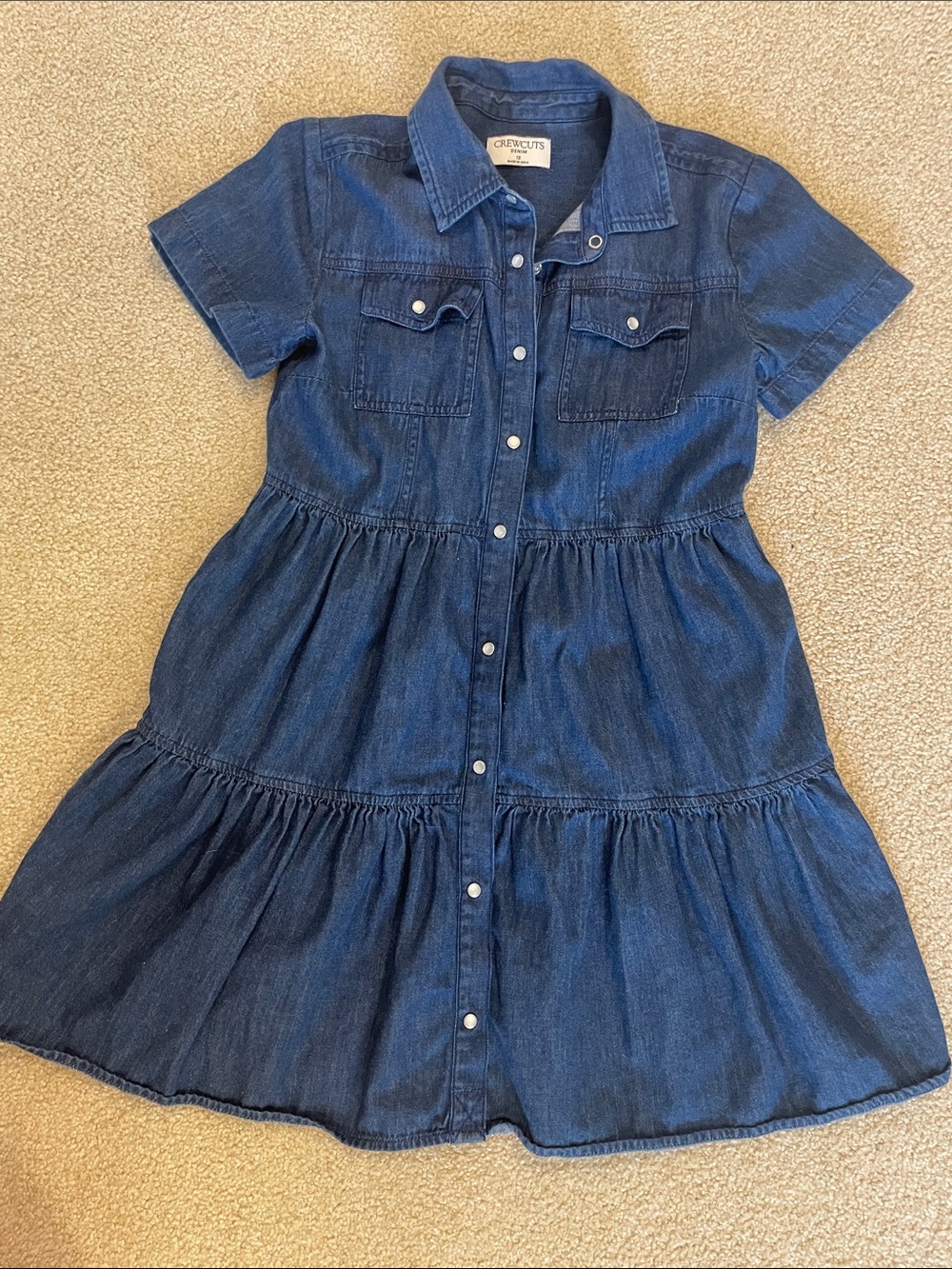 Crewcuts Dark Blue Tiered Denim Shirt Dress